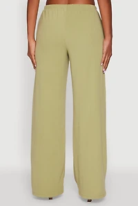 Womens Haute Monde Brushed Knit Drawstring Waist Wide Leg Pants, S