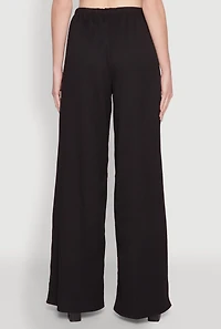 Womens Haute Monde Textured Knit Drawstring Waist Wide Leg Pants, Black, Size S