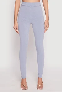 Womens Rib Knit High Waisted Leggings, M