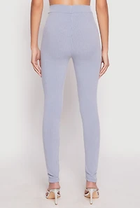 Womens Rib Knit High Waisted Leggings, S