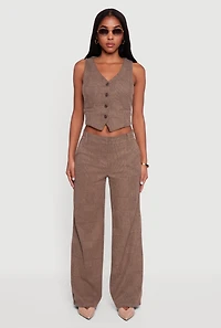 Houndstooth Plaid Straight Leg Dress Pants