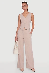 Houndstooth Plaid Straight Leg Dress Pants