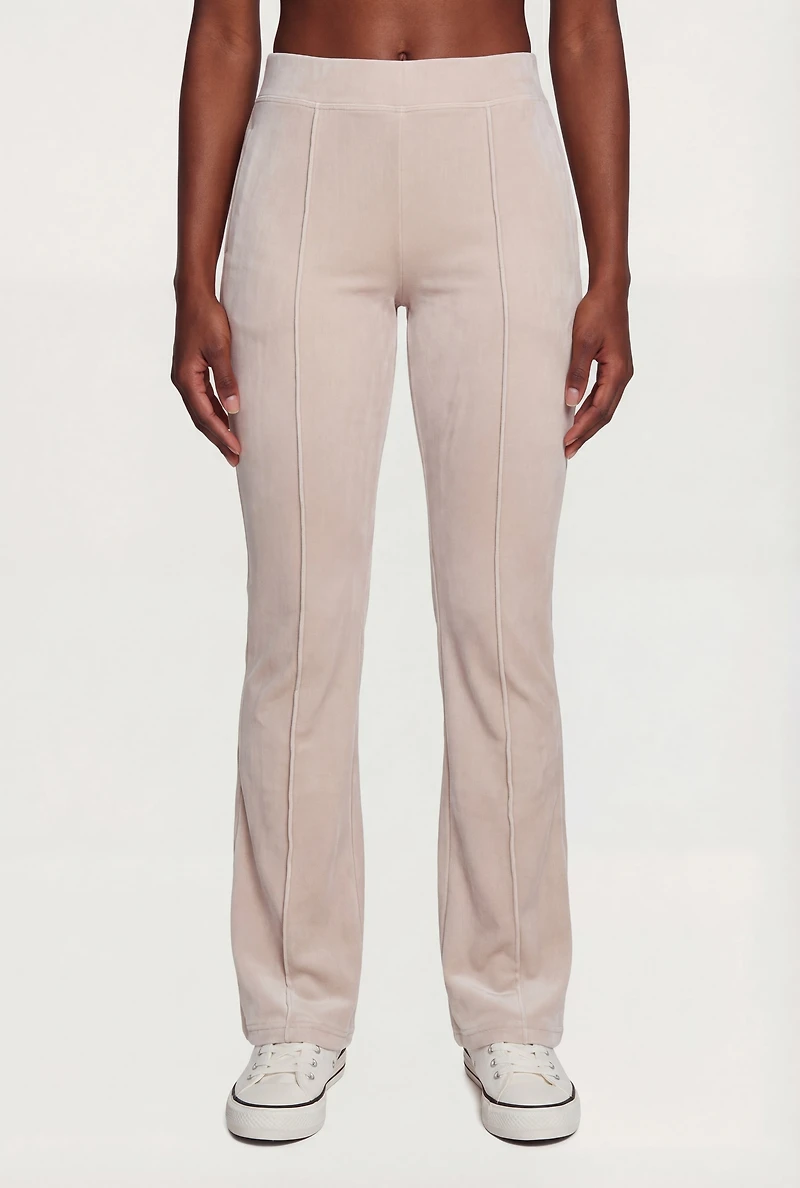 Velour Pintuck Flare Leg Pants