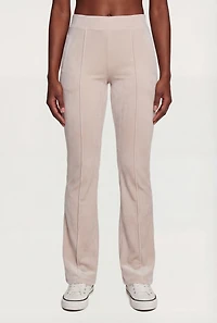 Velour Pintuck Flare Leg Pants