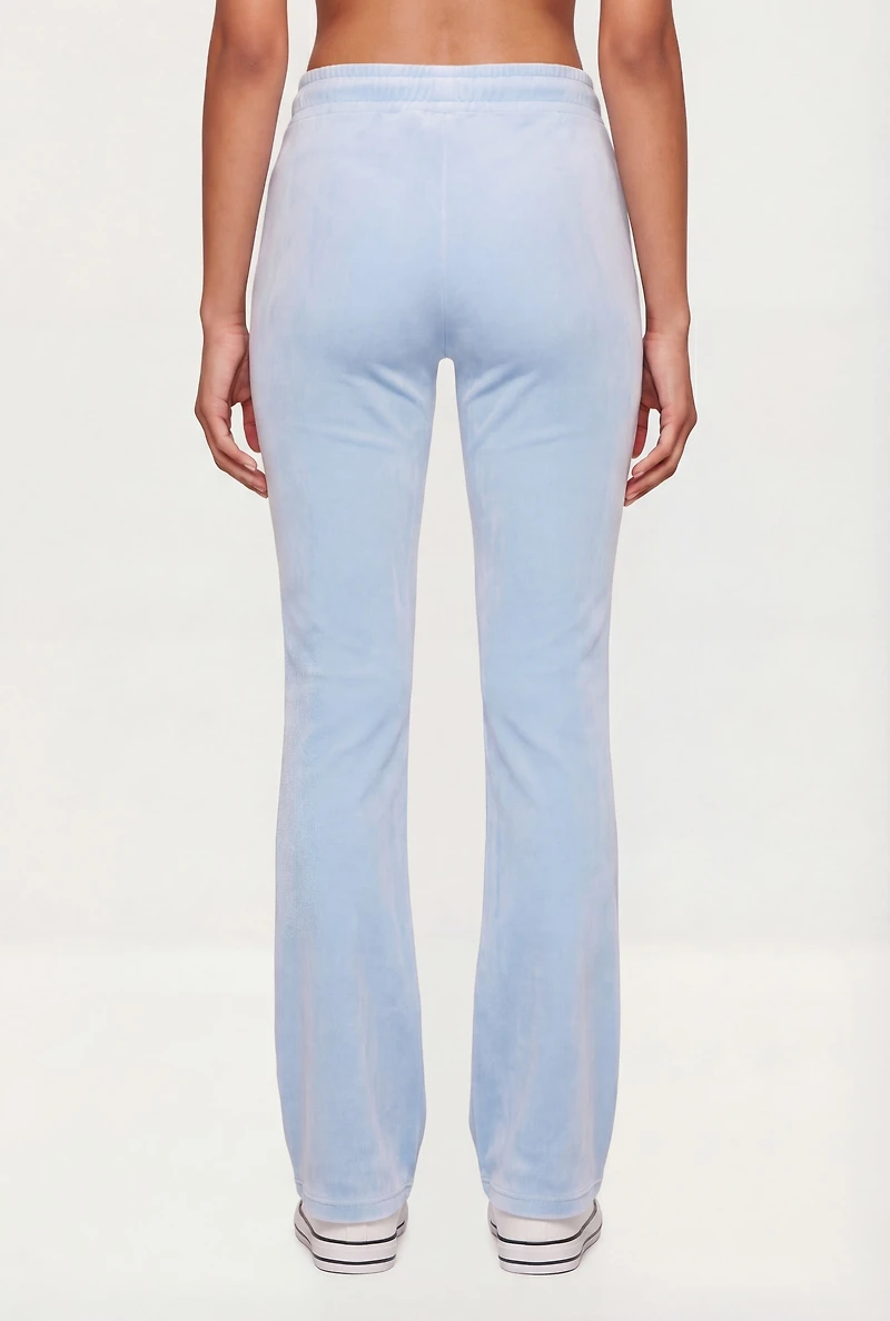 Velour Pintuck Flare Leg Pants