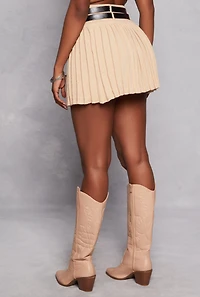 Haute Monde Double Belted Knit Pleated Skirt