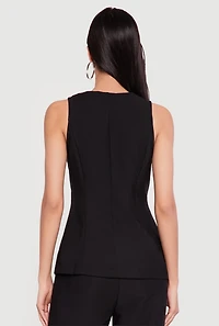 Crepe Knit Metallic Button Front Waistcoat