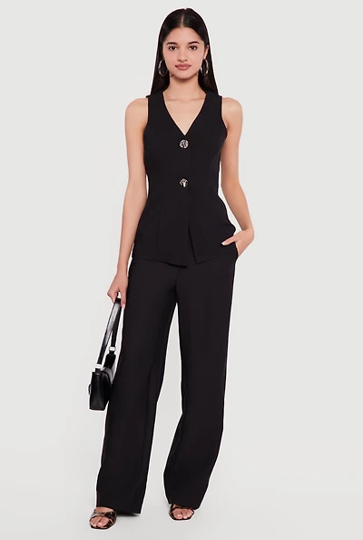 High Waisted Crepe Knit Trousers