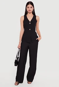 High Waisted Crepe Knit Trousers