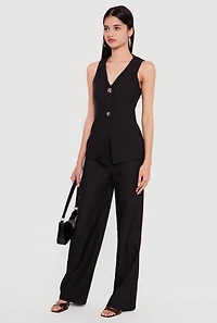 High Waisted Crepe Knit Trousers