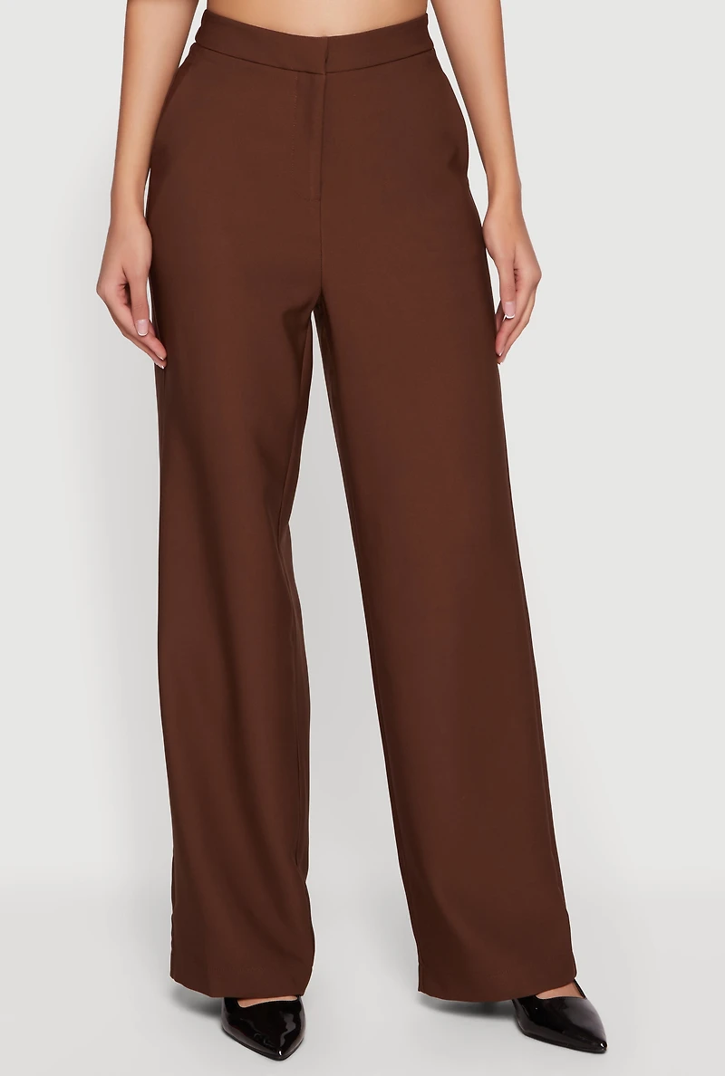 High Waisted Crepe Knit Trousers