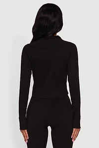 Brushed Knit Mock Neck Zip Front Sweatshirt