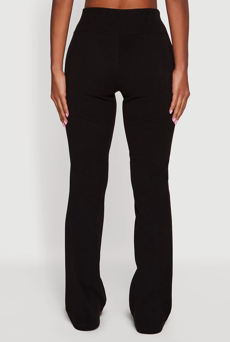 Brushed Rib Knit Slim Straight Casual Pants