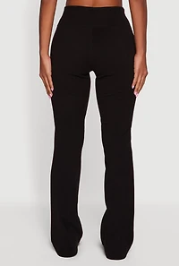 Brushed Rib Knit Slim Straight Casual Pants