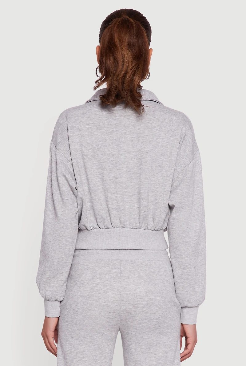 Womens Cropped Brooklyn NY Graphic Sweatshirt, Grey, Size XL