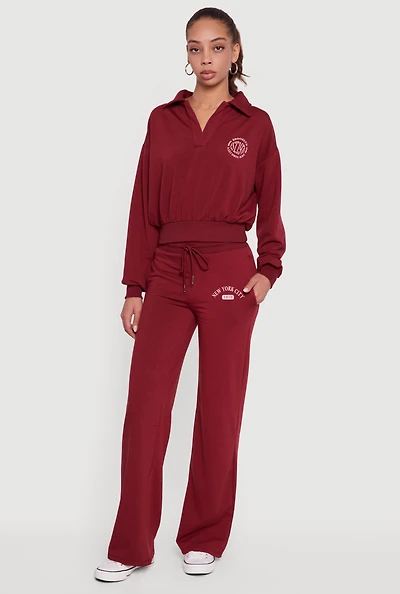 Womens High Waisted New York City Graphic Sweatpants,