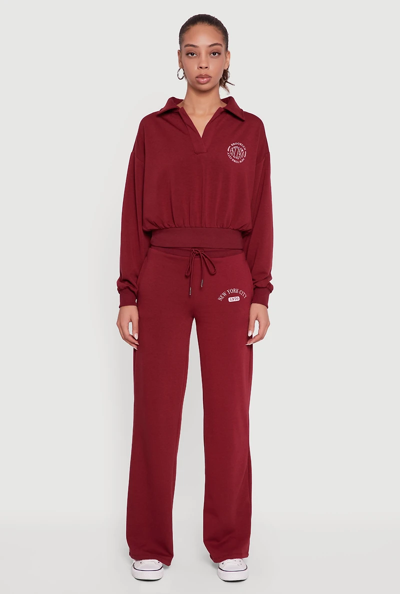 High Waisted New York City Graphic Sweatpants