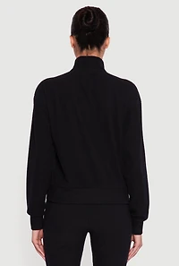 Brushed Rib Knit Zip Front Sweater