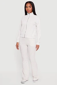 Brushed Rib Knit Zip Front Sweater