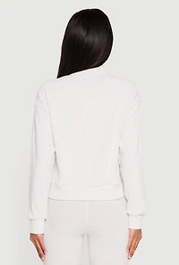 Brushed Rib Knit Zip Front Sweater