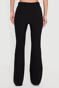 Brushed Rib Knit High Waisted Flare Leg Pants