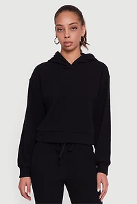 Brushed Rib Knit Pullover Hoodie