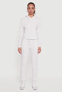 Womens Brushed Rib Knit Pullover Hoodie, Beige, Size S