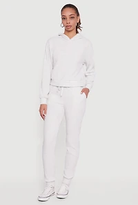 Brushed Rib Knit Drawstring Waist Joggers