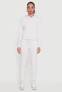 Brushed Rib Knit Drawstring Waist Joggers