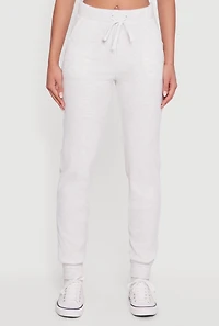 Brushed Rib Knit Drawstring Waist Joggers