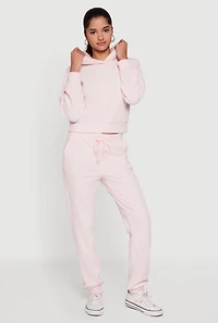 Brushed Rib Knit Drawstring Waist Joggers
