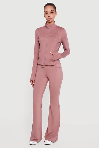 Fold Over Waisted Flare Leg Pants