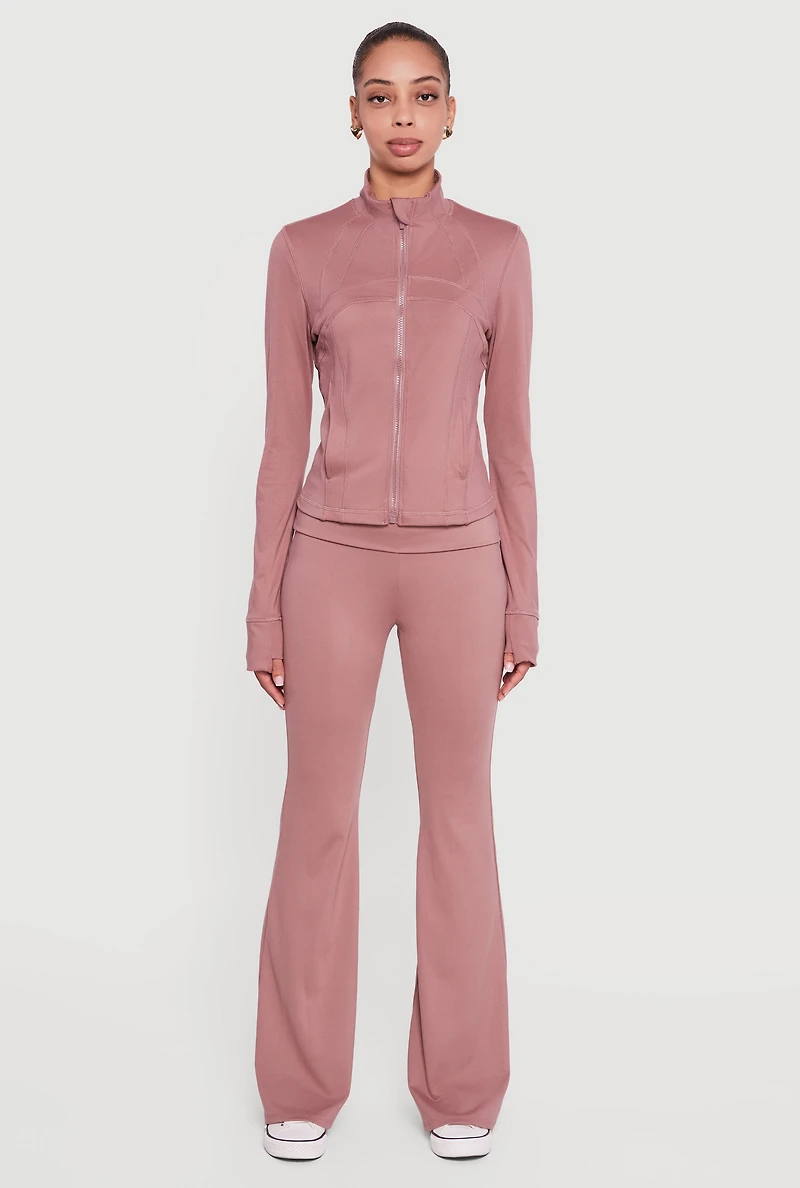 Fold Over Waisted Flare Leg Pants