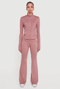 Fold Over Waisted Flare Leg Pants