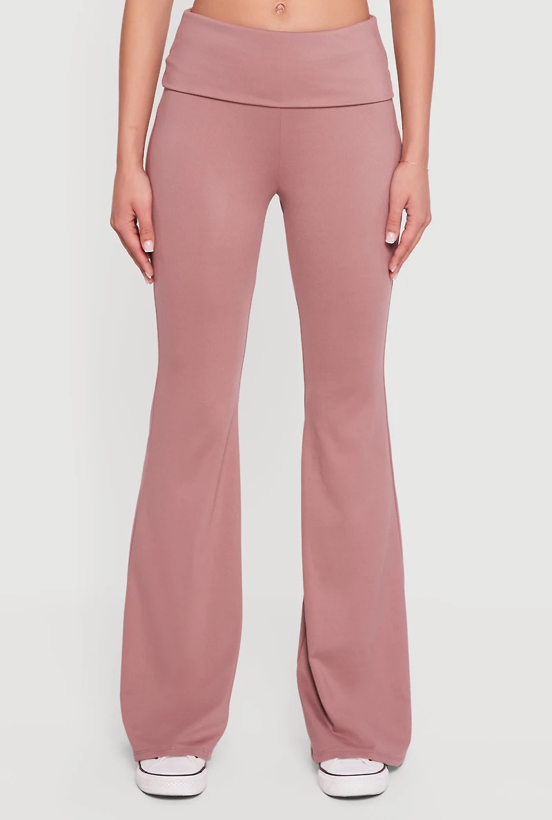 Fold Over Waisted Flare Leg Pants