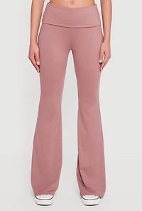 Fold Over Waisted Flare Leg Pants
