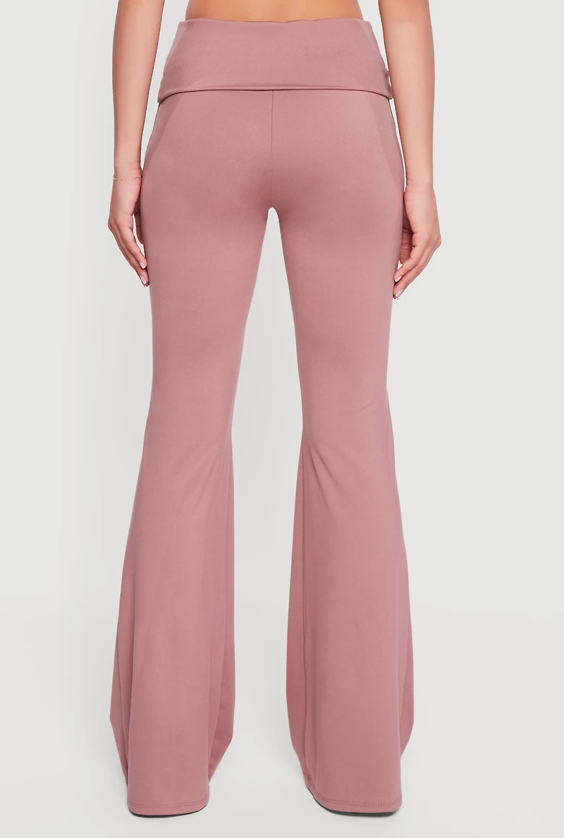 Fold Over Waisted Flare Leg Pants