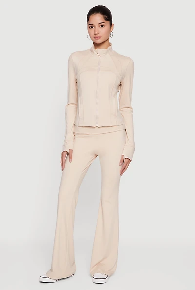 Fold Over Waisted Flare Leg Pants