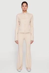 Fold Over Waisted Flare Leg Pants