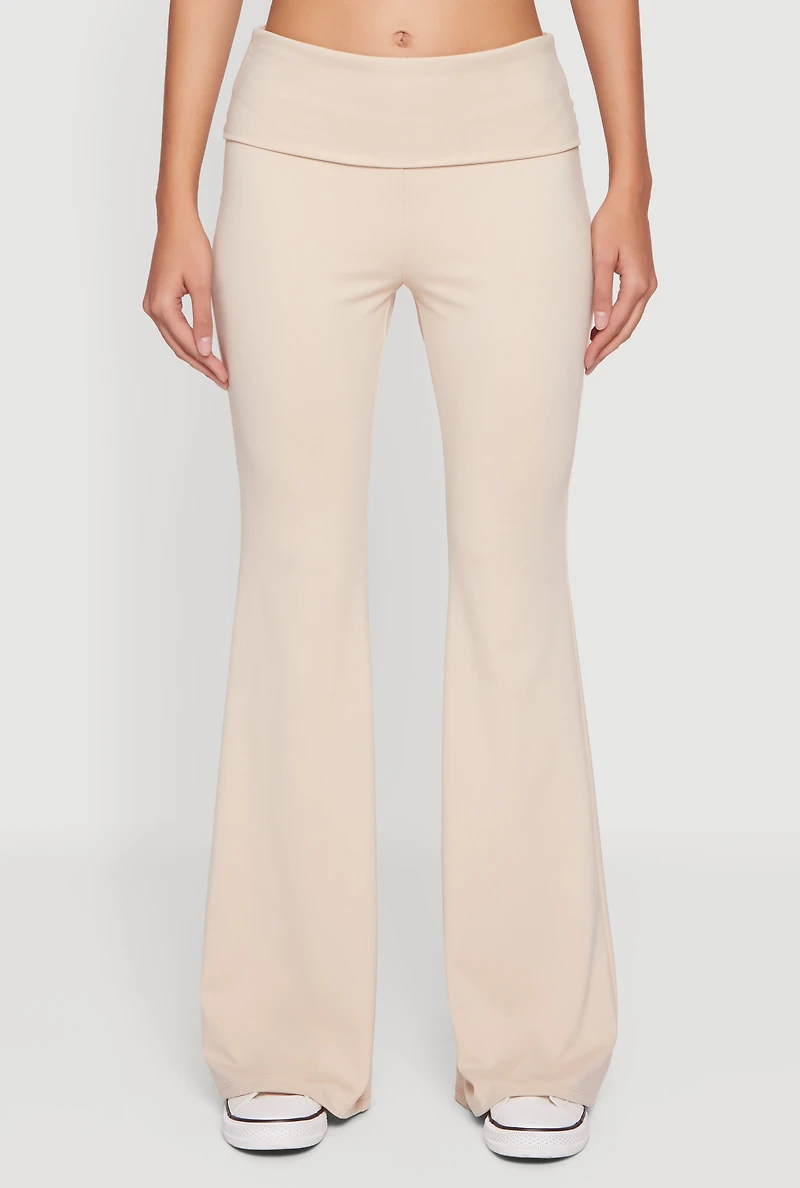 Fold Over Waisted Flare Leg Pants