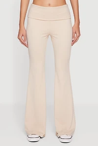 Fold Over Waisted Flare Leg Pants