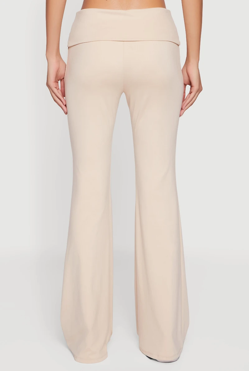 Fold Over Waisted Flare Leg Pants