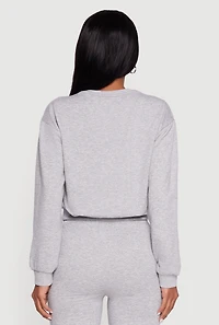 Rhinestone Studded Long Sleeve Pullover Sweatshirt