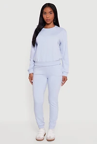 Womens Rhinestone Studded Long Sleeve Pullover Sweatshirt,