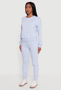 Womens Rhinestone Studded Long Sleeve Pullover Sweatshirt,