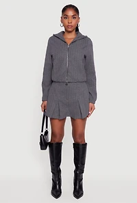 Herringbone Lined Pleated Mini Skirt