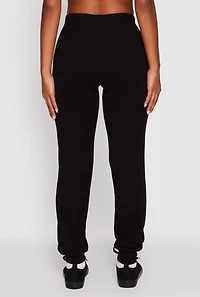 Womens Brushed Ribbed Knit Joggers, Black, Size S