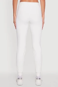 Womens Brushed Ribbed Knit Joggers, White, Size S