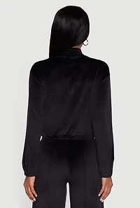 Womens Velour Half Zip Cropped Pullover Sweater,