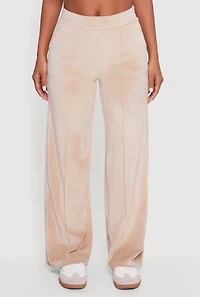 Velour Pintuck Wide Leg Sweatpants